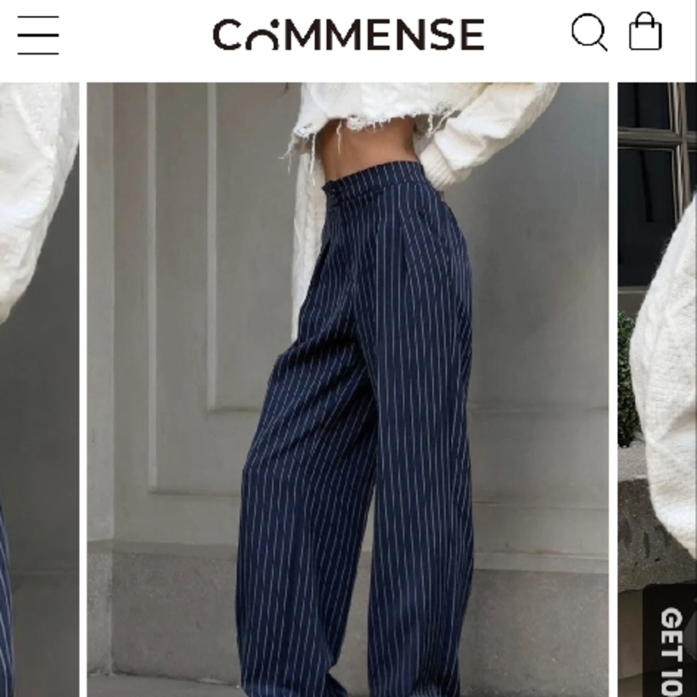 Commense Navy Striped Women's Pants